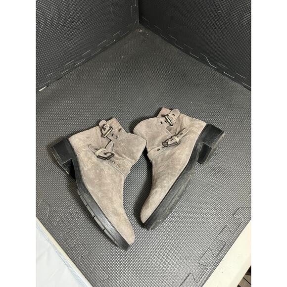 Aquatalia Sophie Suede Graphite Gray Moto Boots Bootie Size 9 Womens Biker - Picture 4 of 8